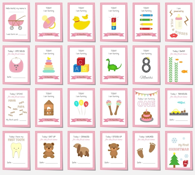 Cartes Jalons Bébé Fille Imprimables