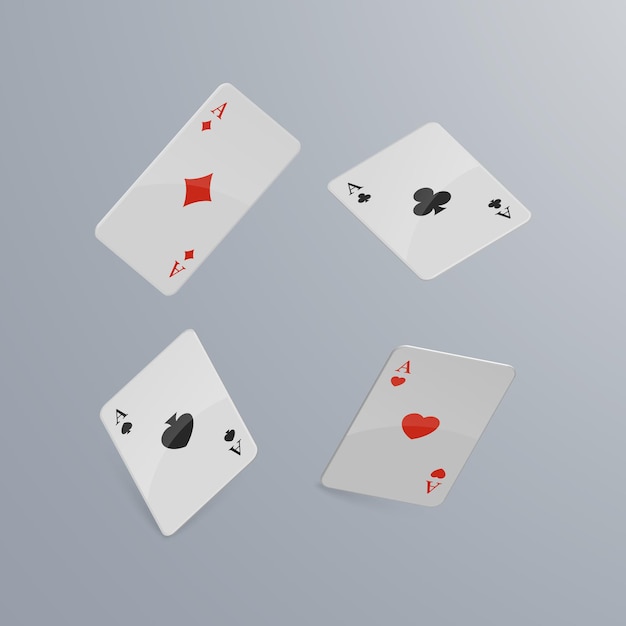 Cartes à jouer tombant sur fond clair. isométrique