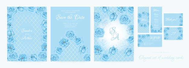 Cartes De Mariage Invitation Florale Sertie De Roses Aquarelles