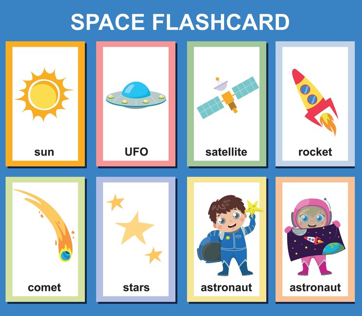 Cartes mémoire sur l'exploration spatiale et le système solaire pour les enfants qui découvrent les planètes du système solaire