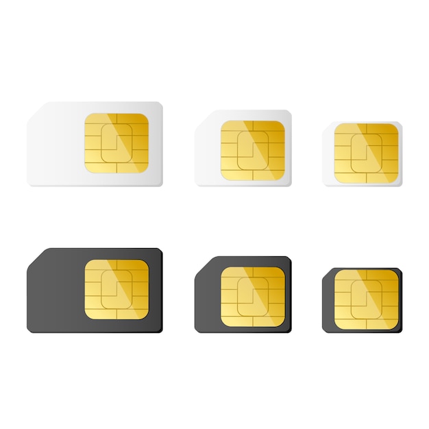 Cartes Mini, Micro Et Nano Sim Couleur Noir Et Blanc