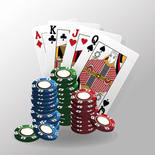 Cartes de poker et de puces icône