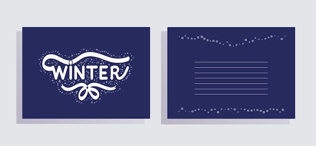 Cartes Postales Hiver Avec Snowflak Bleu Et Blanc Couverture Et Dos Pour Carte Illustration Vectorielle