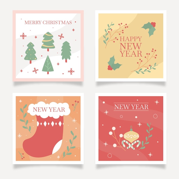 Cartes De Réveillon De Noël Et Du Nouvel An