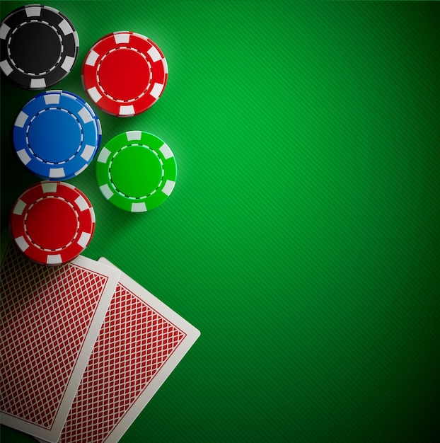 Cartes de table de poker et spectacles thème réaliste
