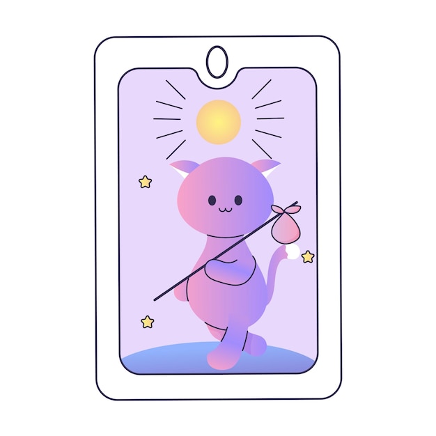 Vecteur des cartes de tarot magiques dans le style de dessins animés avec des illustrations vectorielles de chats