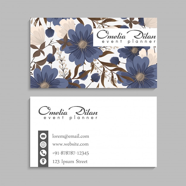 Cartes de visite fleur bleu