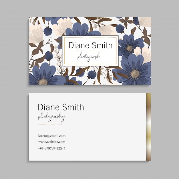 Cartes de visite fleur bleu