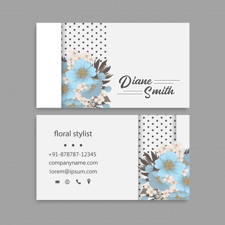 Vecteur cartes de visite fleur - fleurs bleu clair