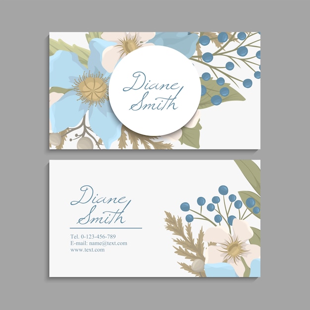 Cartes de visite fleur fleurs bleues