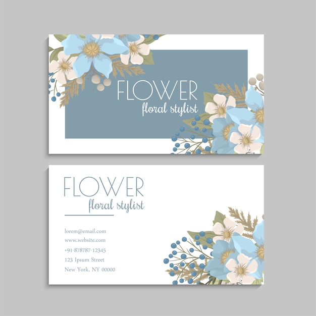 Cartes De Visite Fleur Fleurs Bleues