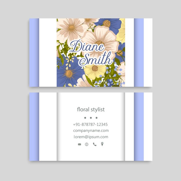 Cartes De Visite Fleur Fleurs Bleues