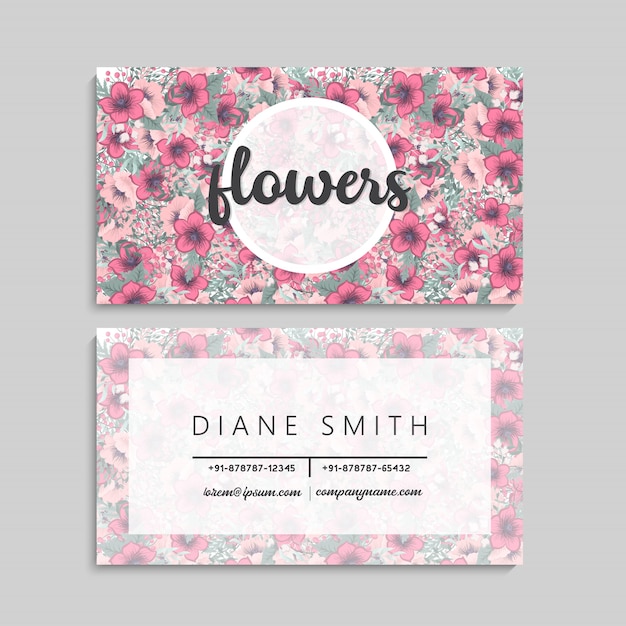 Vecteur cartes de visite fleur fleurs roses