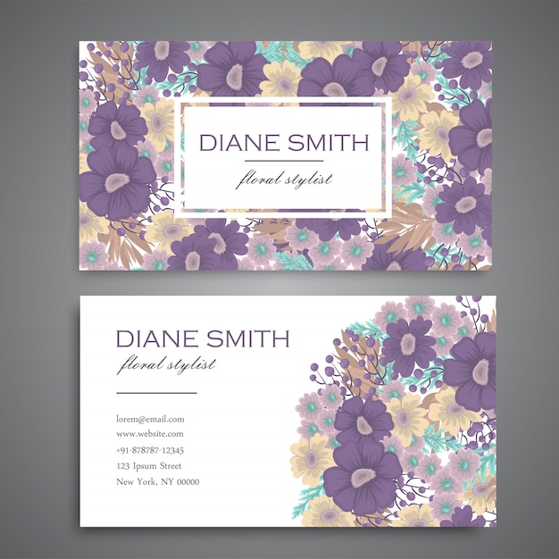 Cartes De Visite Fleur Fleurs Violettes