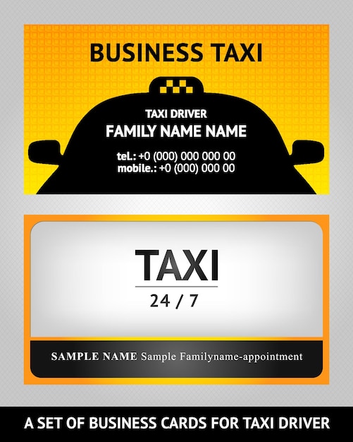 Vecteur cartes de visite taxi - set