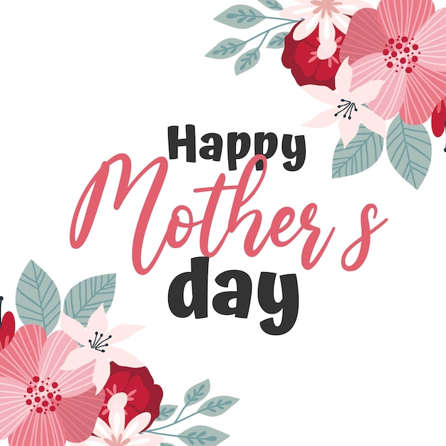 Cartes de voeux de lettrage de bonne fête des mères avec des fleurs Meilleure maman de tous les temps