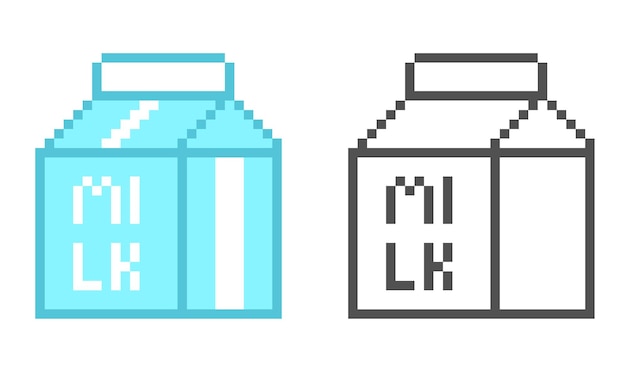 Vecteur carton de lait rétro illustration vectorielle en style pixel
