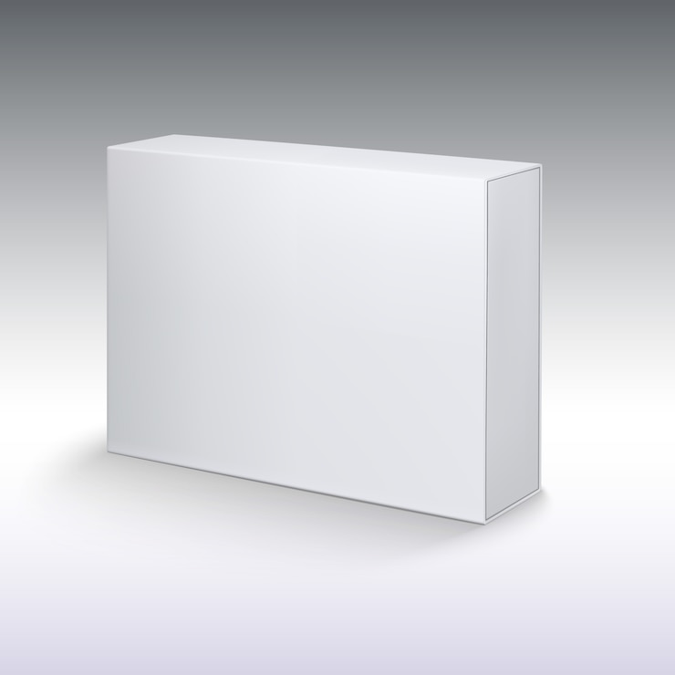 Carton de produit blanc, boîte d'emballage.
