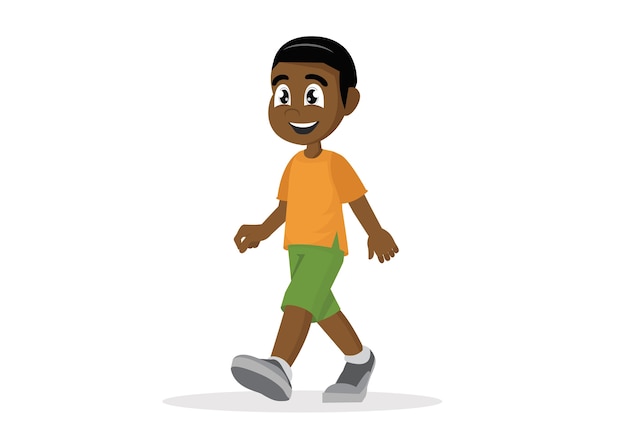 Cartoon African Boy marchant.