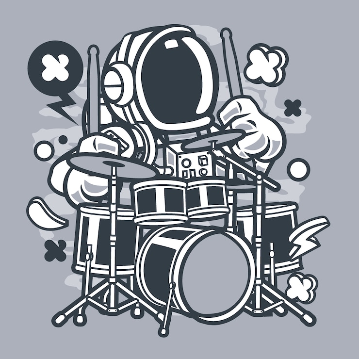Vecteur cartoon de batteur d&#39;astronaute