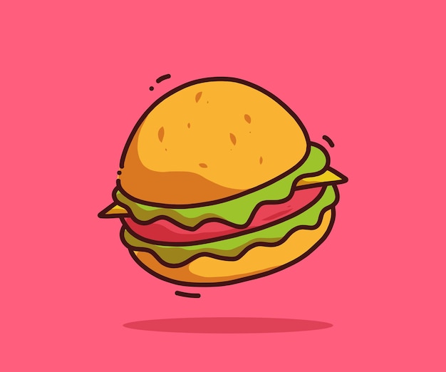 Cartoon Burger Icône Illustration Vectorielle. Concept D'icône De Vecteur Isolé. Style De Dessin Animé Plat.