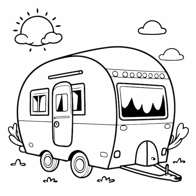 Vecteur cartoon caravan pour les tout-petits livre