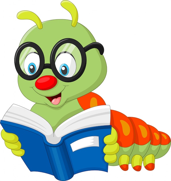 Cartoon Caterpillar Lisant Un Livre