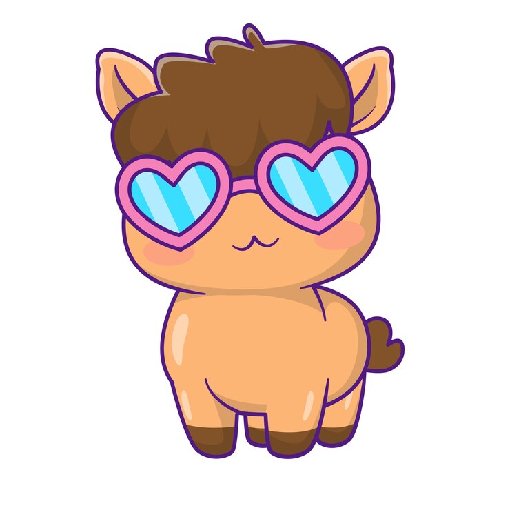 Vecteur cartoon de cheval mignon kawaii étiquette illustration vectorielle de personnage