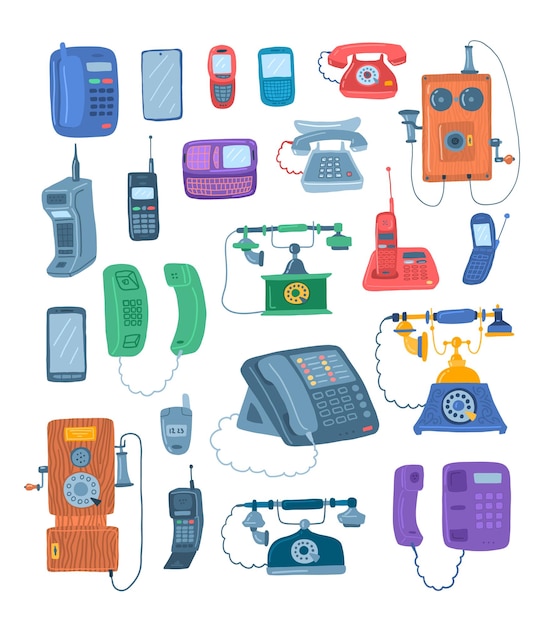 Cartoon couleur différents téléphones icônes régler vecteur