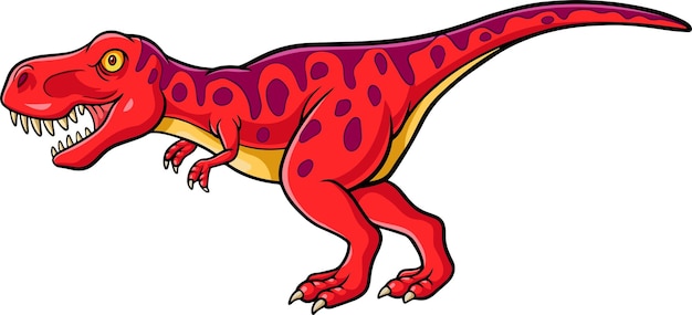 Cartoon dinosaure rouge en colère rugissant