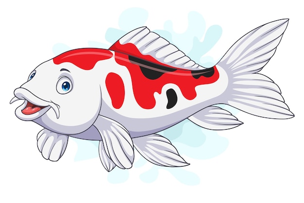 Cartoon Drôle De Poisson Koi Sur Fond Blanc