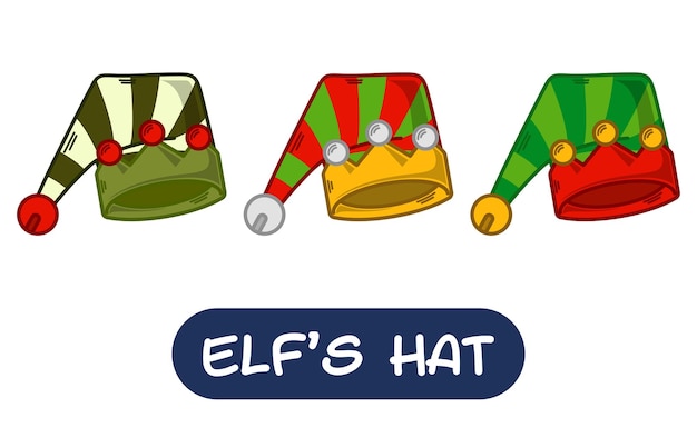 Cartoon Elf Hat Illustration Ensemble De Couleurs De Variation Vecteur Eps 10