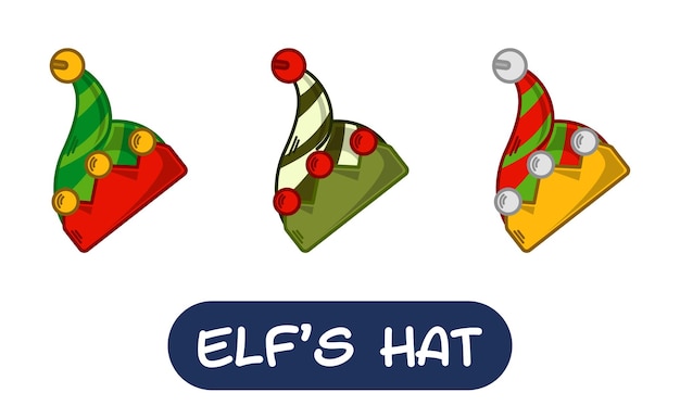 Cartoon Elf Hat Illustration Ensemble De Couleurs De Variation Vecteur Eps 10