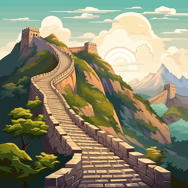 Vecteur cartoon_great_wall_of_china_vector_illustration (en anglais)