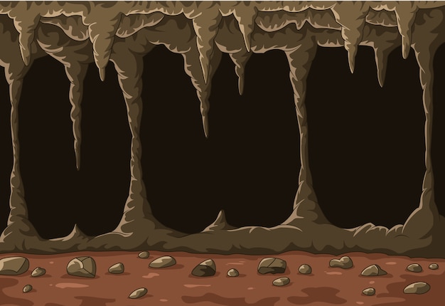 Cartoon La Grotte Avec Des Stalactites