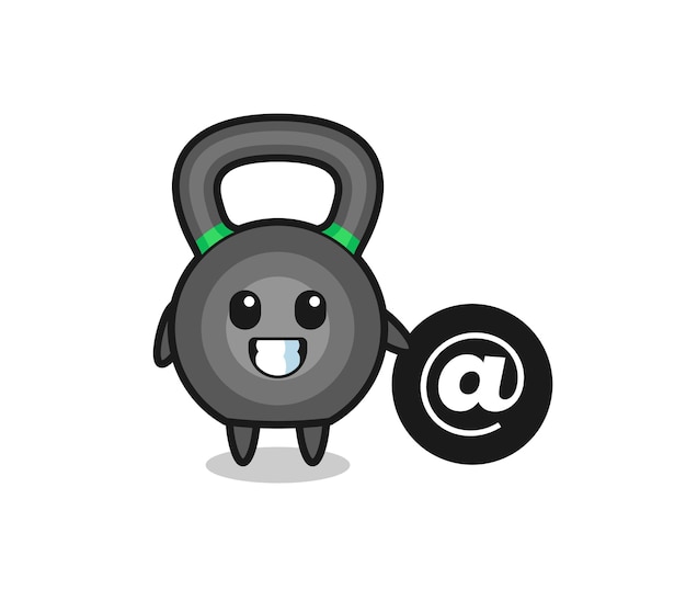 Cartoon Illustration De Kettlebell Debout à Côté Du Symbole At