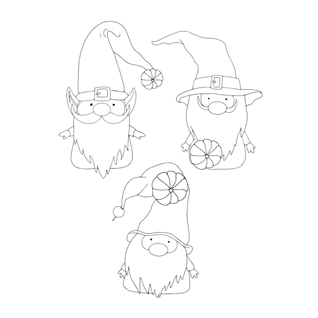 Cartoon mignon Halloween nain sorcière tenant une lanterne de citrouille balai et des yeux effrayants volants isolés sur un fond blanc parfait pour les dessins et les impressions de vacances