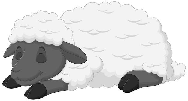 Vecteur cartoon de moutons mignons illustration vectorielle de sommeil concept d'icône de nature animale vecteur premium isolé