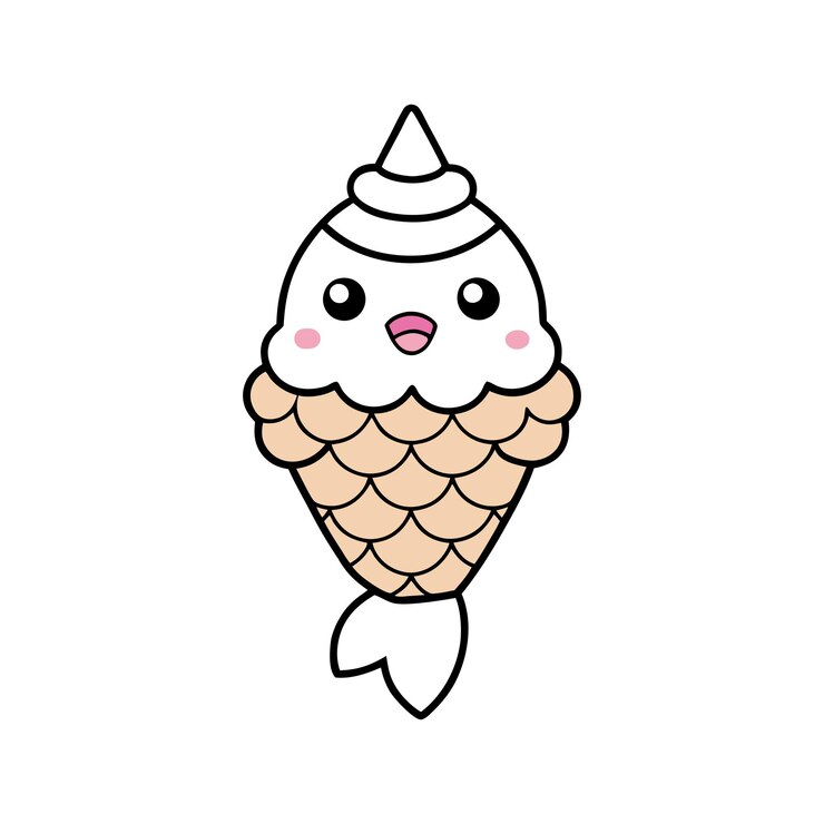 Vecteur cartoon de poisson avec un nez rose et un fond blanc