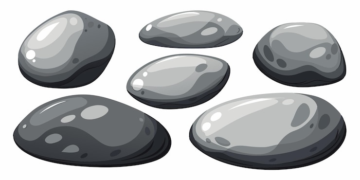 Vecteur cartoon de set de pierre de roche pierres et rochers vector pierre de pierre grise isolée sur fond blanc