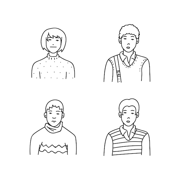 Cartoon Sketch People Vector Illustration