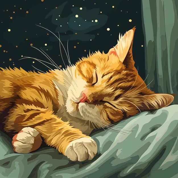 Cartoon_sleeping_cat_vector_illustration (en Anglais)