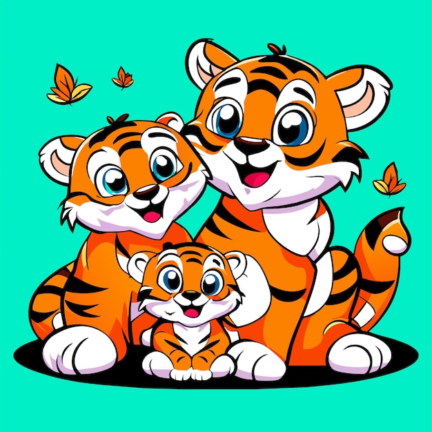 Vecteur cartoon de tigre vectoriel avec des couleurs vives