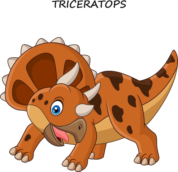 Vecteur cartoon triceratops heureux