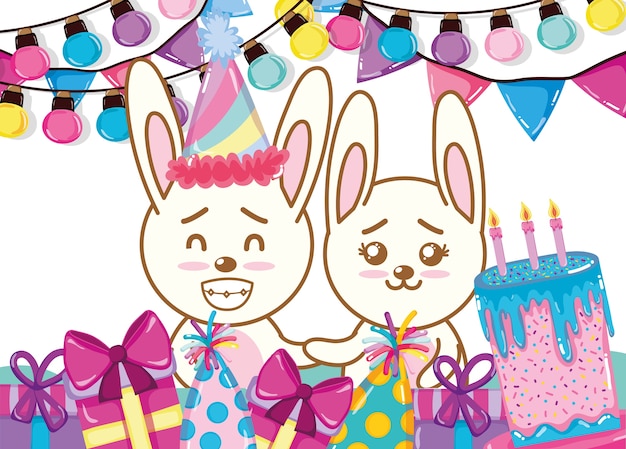 Cartoons joyeux anniversaire lapins