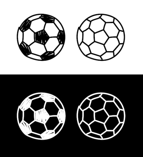 Vecteur cartouche de balle de football illustration vectorielle de ligne noire de football simple