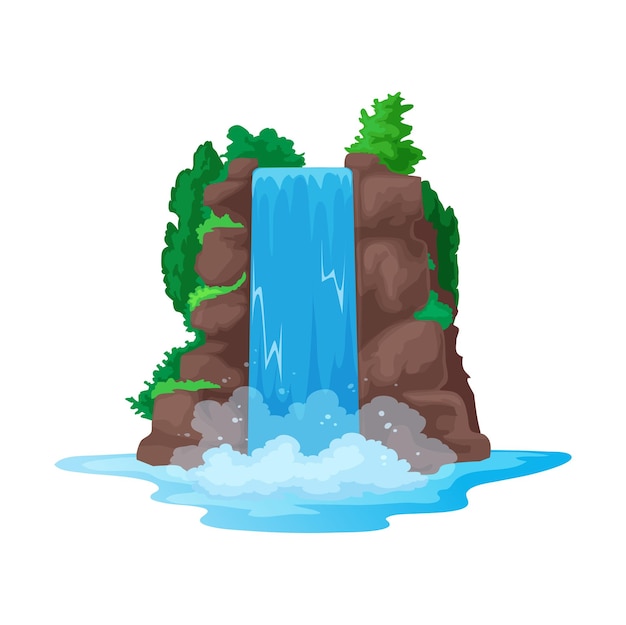 Cascade coulant de l'eau tombant de la falaise de la colline
