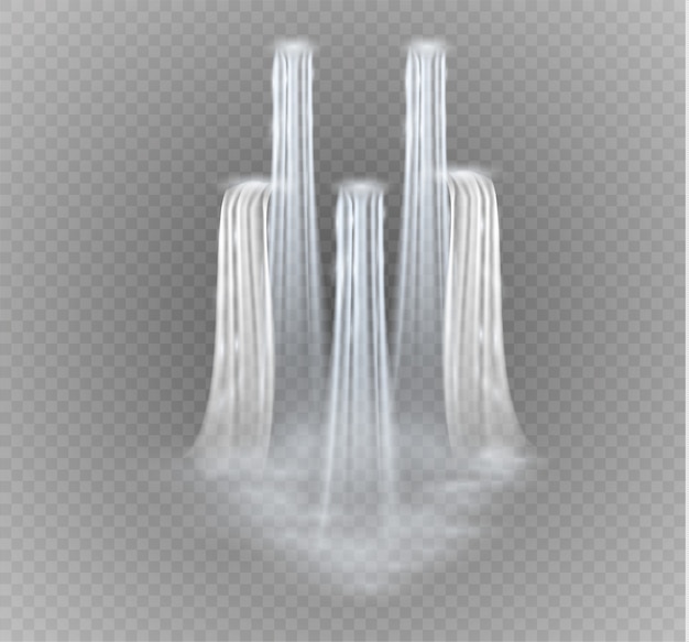 Vecteur cascade, isolé sur fond transparent. illustration. un jet d'eau