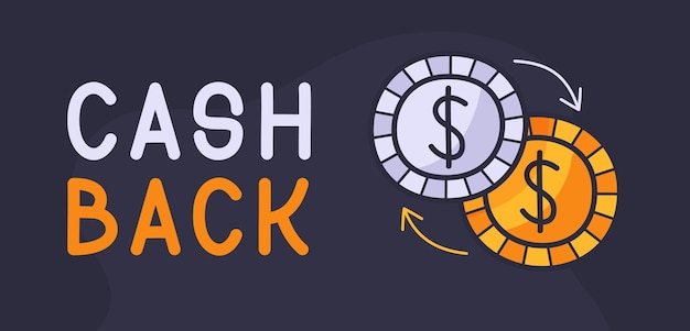 Cash Back Dessiné à La Main Avec L'icône De Pièces De Monnaie.