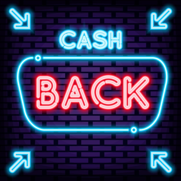 Cash Back Neon Quote Sur Fond De Mur De Brique Advensing De Nuit